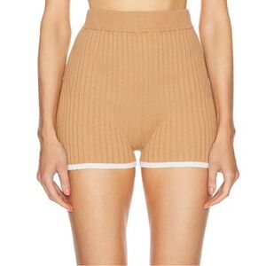 Matthew Bruch Rib Knit Hot Short in Khaki Size XS